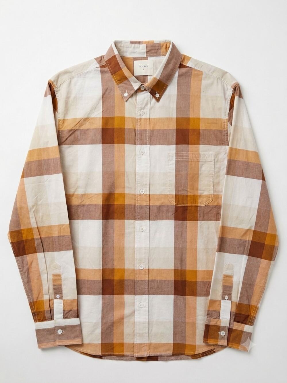 Billy Reid NWT Tuscumbia Large Scale Plaid Shirt Button Down Men Sz L Brown $228